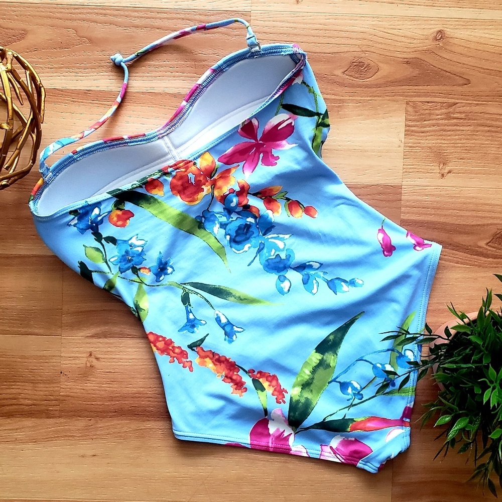 Tommy Bahama Fiori Di Mare Shirred bandeau Swimsui - Picture 4 of 5